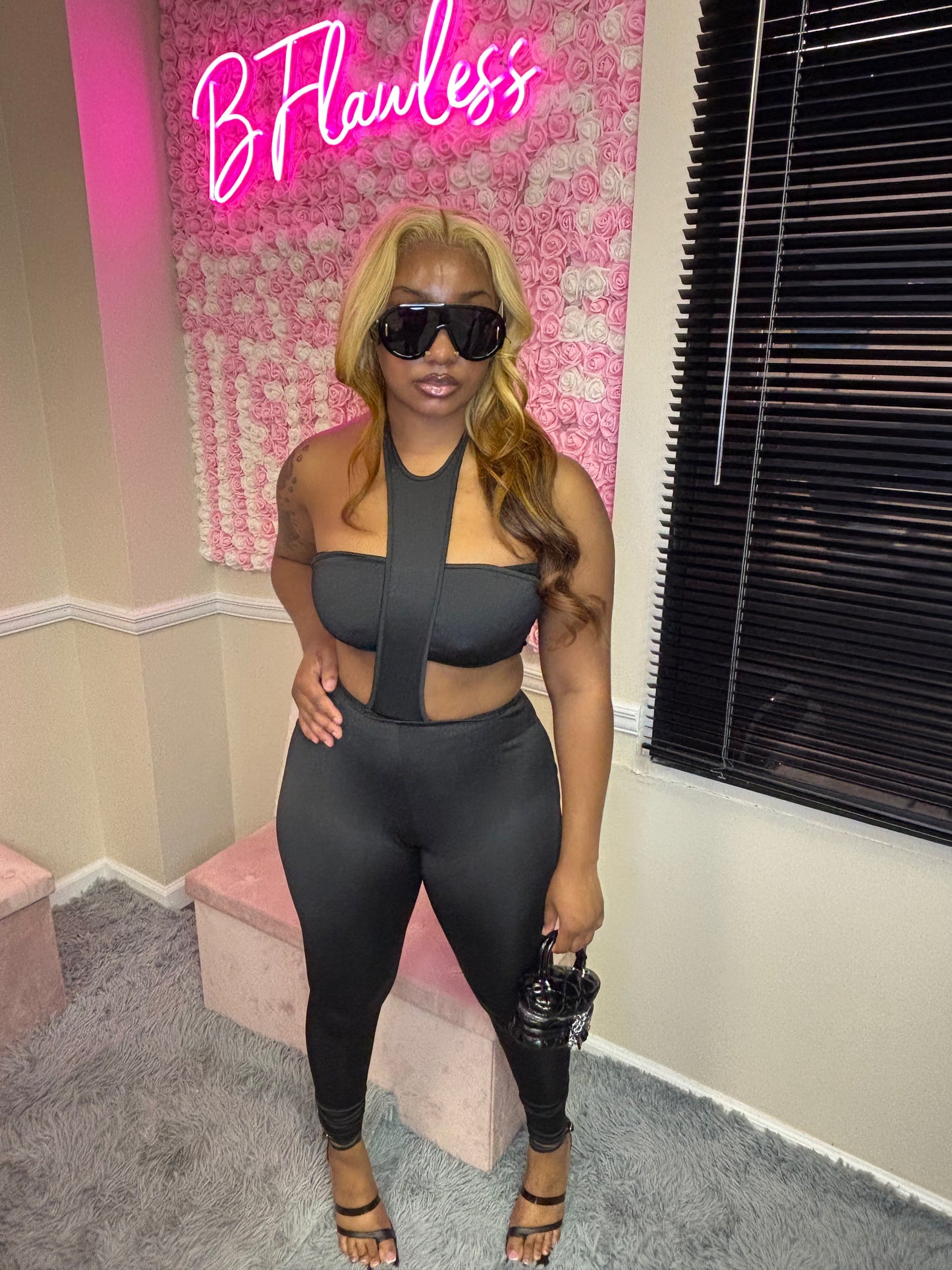 Cut Out Black Jumpsuit